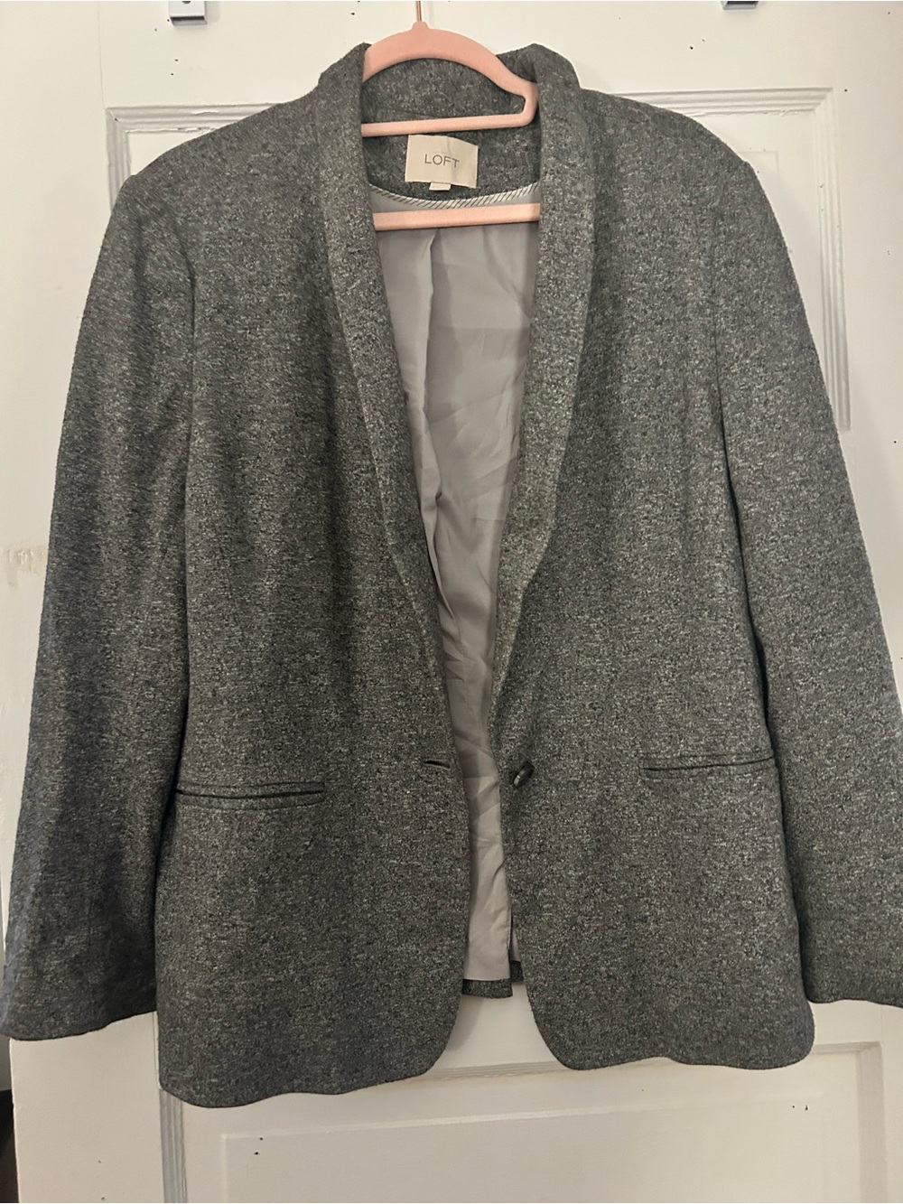 LOFT Gray Shawl-Collar Single-Button Blazer
